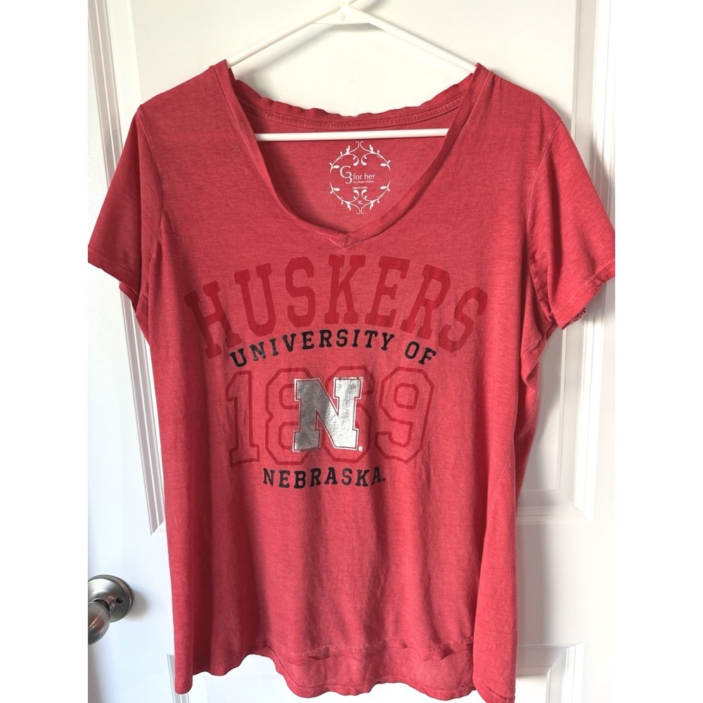 Nebraska Husker T-Shirt XL Red Women's X-Large Shirt G-III by Alyssa Milano GBR